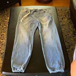 Light Blue Jogger Pants with Drawstring